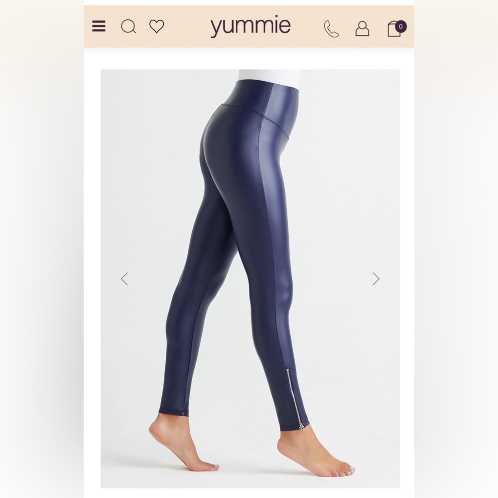 Yummie Faux Leather Leggings with side zip Medium